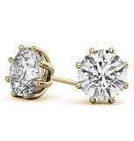 8 Prong Round Cut Moissanite Push Back Stud Earring