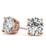 VVS1 Moissanite Round Cut Push Back Stud Earring