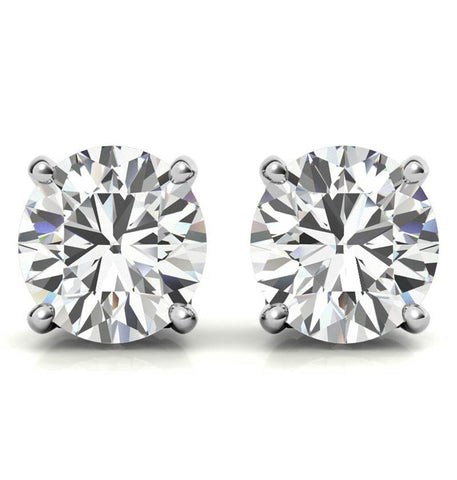 VVS1 Moissanite Round Cut Push Back Stud Earring