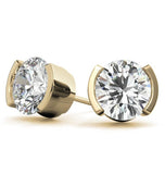 Half Bezel Round Cut Solitaire Earring For Her