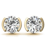 Half Bezel Round Cut Solitaire Earring For Her