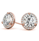 Round Brilliant Cut Moissanite Halo Stud Earrings