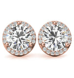 Round Brilliant Cut Moissanite Halo Stud Earrings