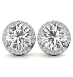 Round Brilliant Cut Moissanite Halo Stud Earrings