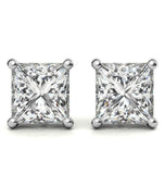 Princess Cut Moissanite Push Back Stud Earrings