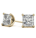 Princess Cut Moissanite Push Back Stud Earrings