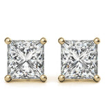 Princess Cut Moissanite Push Back Stud Earrings