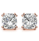 Cushion Cut Moissanite Double Prong Stud Earrings