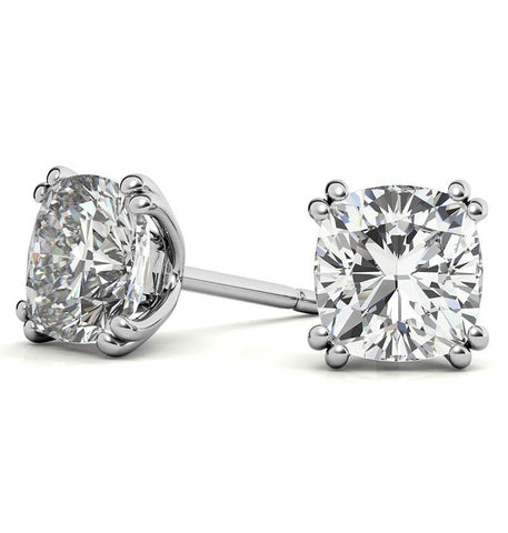 Cushion Cut Moissanite Double Prong Stud Earrings