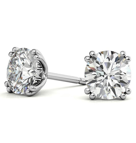 Round Brilliant Cut Double Prong Moissanite Earring