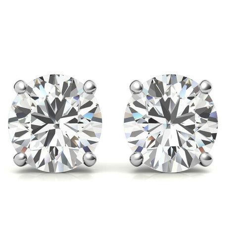 Moissanite Round Cut Push Back Stud Earrings