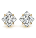 Princess Cut Moissanite Basket Prong Stud Earing