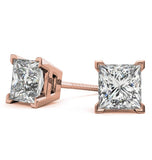 Princess Cut Moissanite Solitaire Stud Earring