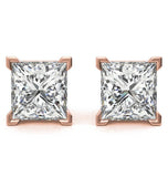 Princess Cut Moissanite Solitaire Stud Earring