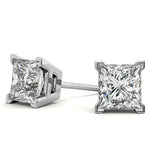 Princess Cut Moissanite Solitaire Stud Earring