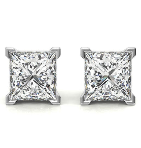 Princess Cut Moissanite Solitaire Stud Earring