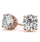 Round Brilliant Cut Moissanite Unique Solitaire Earrings