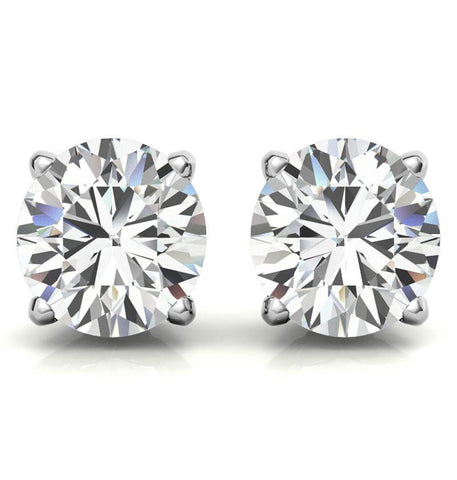 Round Brilliant Cut Moissanite Unique Solitaire Earrings