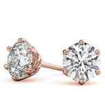 Round Cut Moissanite Push Back Stud Earring