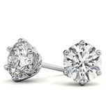 Round Cut Moissanite Push Back Stud Earring