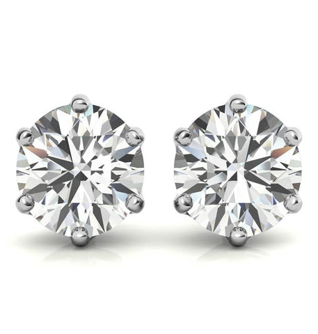 Round Cut Moissanite Push Back Stud Earring