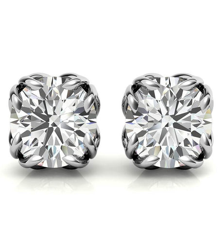 VVS1 Moissanite Round Brilliant Cut Solitaire Earrings