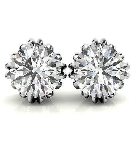 Colorless Moissanite Round Cut Earrings For Her