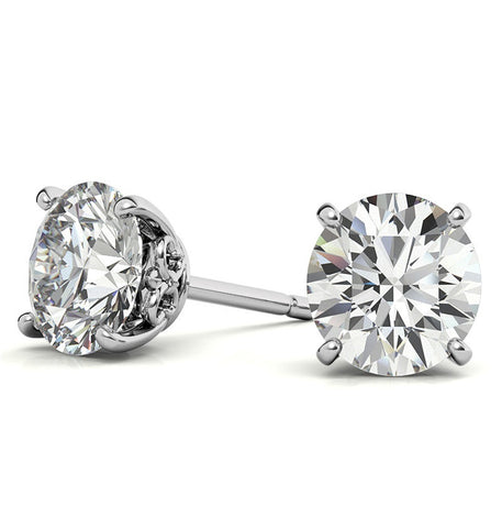 Moissanite Cut Round Cut Stud Push Back Earrings