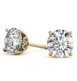 Moissanite Cut Round Cut Stud Push Back Earrings