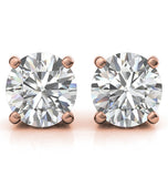 Round Cut Moissanite Hidden Halo Stud Earrings