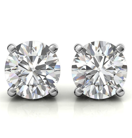 Round Cut Moissanite Hidden Halo Stud Earrings