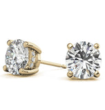 Round Cut Moissanite Hidden Halo Stud Earrings