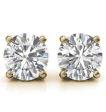 Round Cut Moissanite Hidden Halo Stud Earrings