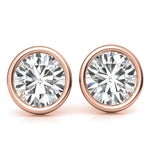 Bezel Set Round Cut Moissanite Stud Earrings