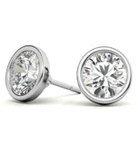 Bezel Set Round Cut Moissanite Stud Earrings