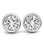 Bezel Set Round Cut Moissanite Stud Earrings