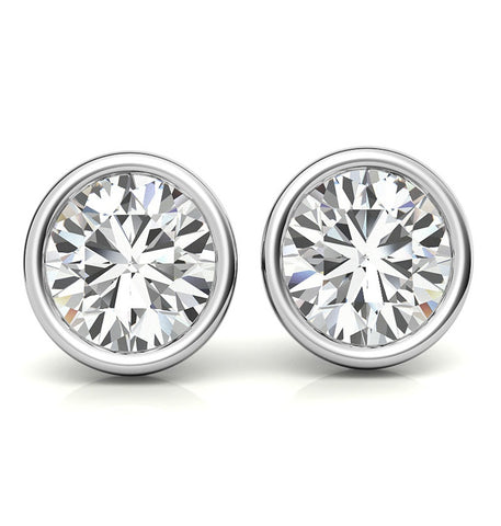 Bezel Set Round Cut Moissanite Stud Earrings