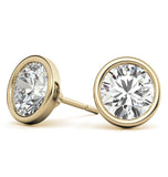 Bezel Set Round Cut Moissanite Stud Earrings