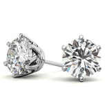 Round Cut Moissanite Six Prong Stud Earrings