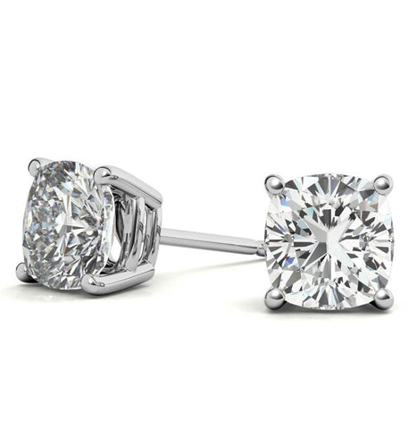 Moissanite Diamond Cushion Cut Stud Earrings