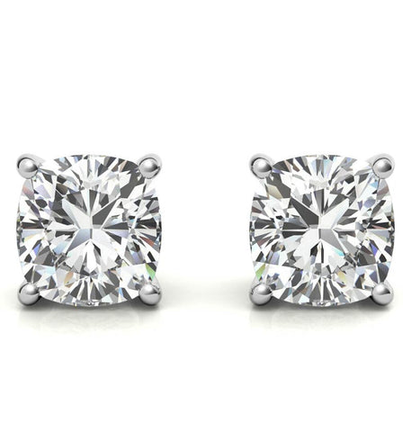 Moissanite Diamond Cushion Cut Stud Earrings