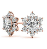 Round Cut Moissanite Sunflower Stud Earring