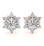 Round Cut Moissanite Sunflower Stud Earring