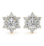 Round Cut Moissanite Sunflower Stud Earring