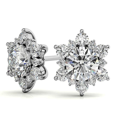 Round Cut Moissanite Sunflower Stud Earring