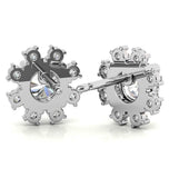 Round Cut Moissanite Halo Stud Earring For Women's