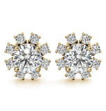 Round Cut Moissanite Halo Stud Earring For Women's