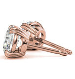 Double Claw Prong Round Cut Moissanite Stud Earring