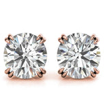 Double Claw Prong Round Cut Moissanite Stud Earring