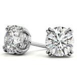 Double Claw Prong Round Cut Moissanite Stud Earring